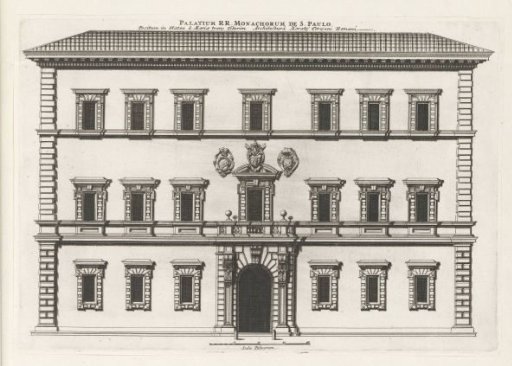 Facade of the Palazzo at Piazza Santa Maria Trastevere in Rome