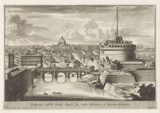 View of Rome with the Castel Sant'Angelo, the Ponte Sant'Angelo, and St. Peter's Basilica