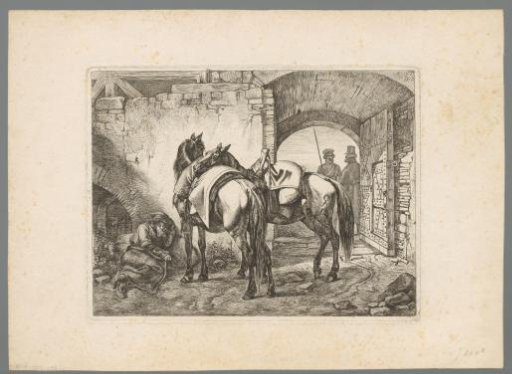 Two horses and three Cossacks