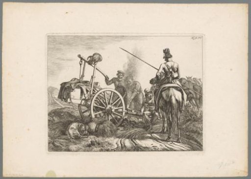 Cossacks on horseback and a smith at a cart