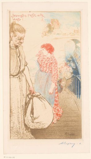 Washerwomen on a staircase along the Seine