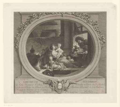 Interior with Family and Man in Window Opening
