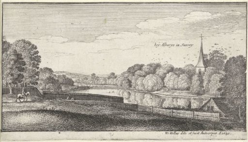 River landscape with church near Albury