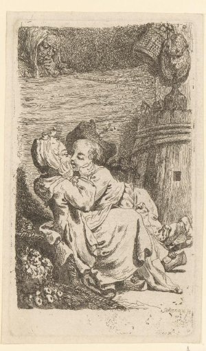 Girl and boy kissing