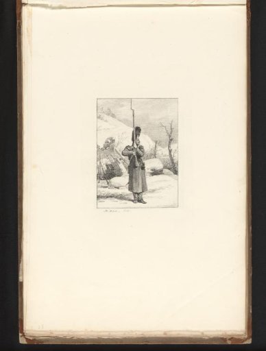 Soldier with Bayonet in a Snowy Landscape