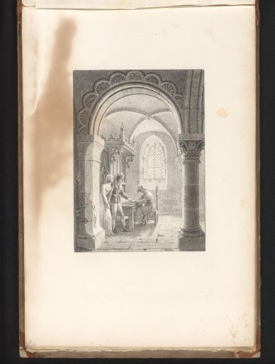 Chapel with a man and a woman before a clergyman