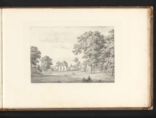 Park landscape with a house