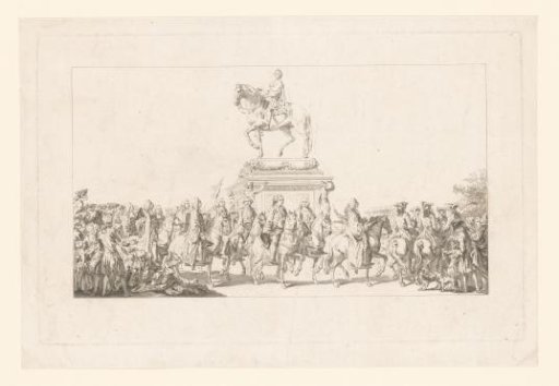 Inauguration of the Statue of Louis XV with a Procession of Horsemen Riding Around the Statue