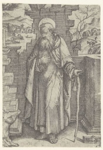 Saint Anthony the Great with Tau Cross and Pig