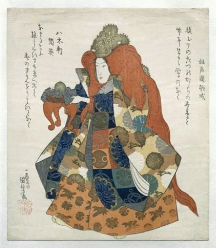 Woman with a dragon crown and offering table