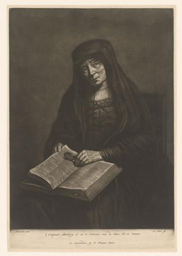 Old woman with a Bible on her lap, possibly the mother of Rembrandt