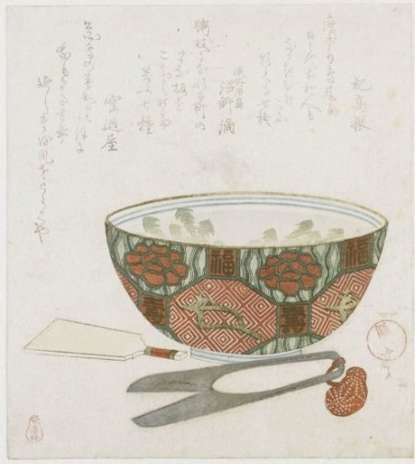 Porcelain bowl and scissors