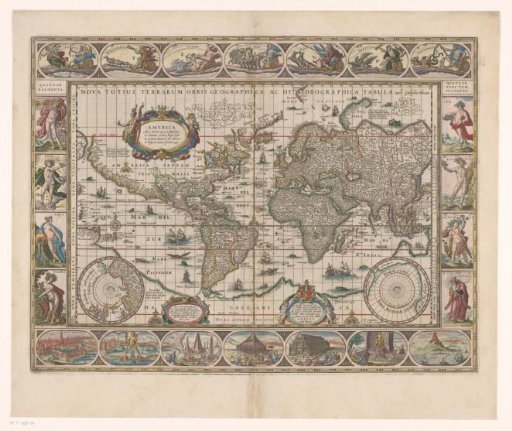 World map with decorative borders