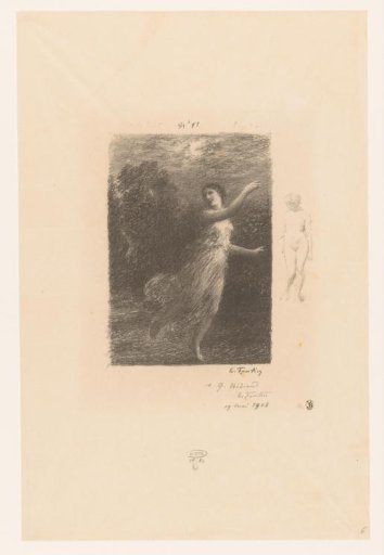Nymph flees from a satyr