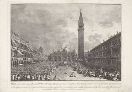 The Doge being carried by a crowd across San Marco Square