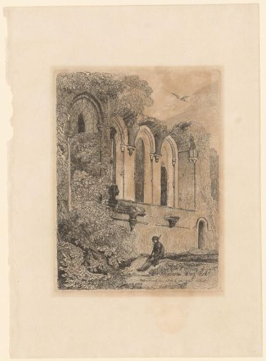Wanderer Sitting before the Ruin of the Refectory of Fountains Abbey