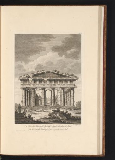 Facade of the ruin of a temple in Paestum