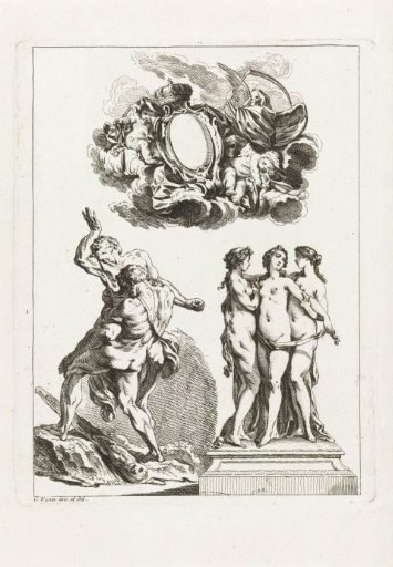 Allegory on transience, the Three Graces and Hercules