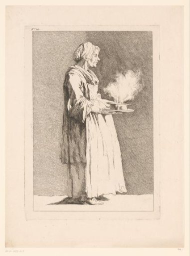 Caricature of a woman with a meal