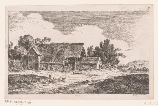 Farm with chickens and goats