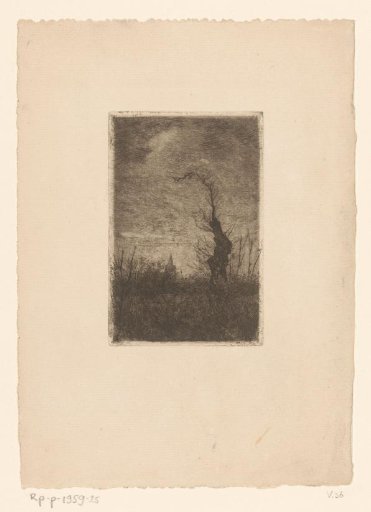 Landscape with tree and tower