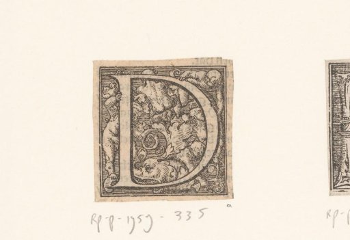 Decorated Letter D with Five Climbing Naked Boys