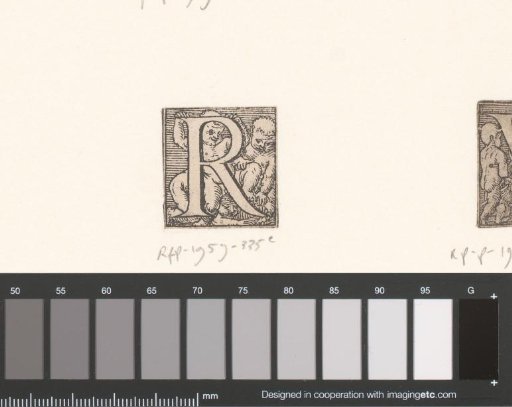 Decorated Letter R with Playing Naked Children