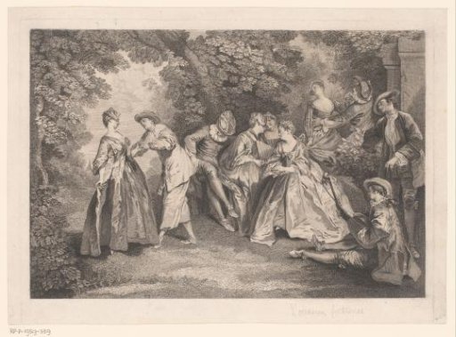 Park landscape with an elegant company