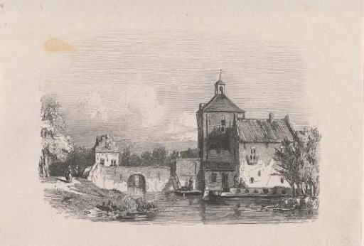 City view with a gatehouse on the water