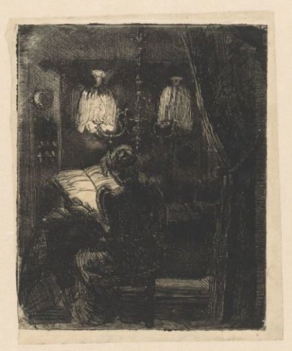 Sientje Mesdag-van Houten reading at the table