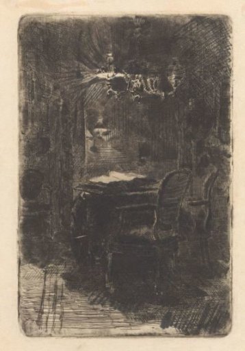 Interior with mirror and table with open book