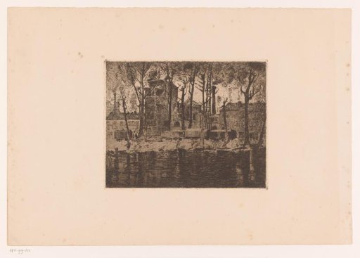 View of a factory by the water after a fire