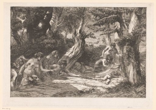 Diana and her nymphs find the sleeping Cupid in the forest