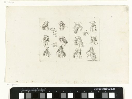 Twelve men's heads showing different ways of wearing a hat