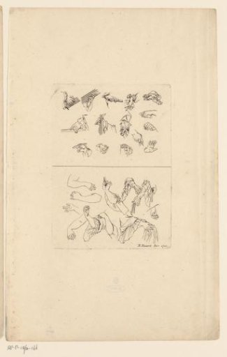 Study with various hand positions and a study of draping a sleeve around an arm