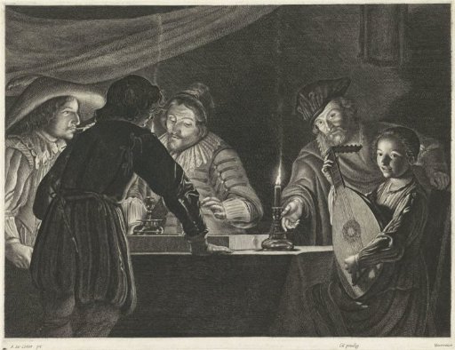 Tric-trac Players by Candlelight