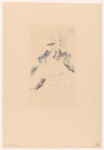 Greeting cancan dancer