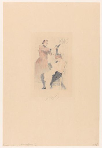 Cancan dancer sitting on a chair while doing a flexibility exercise