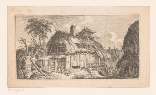 Farm with a man, woman and playing children
