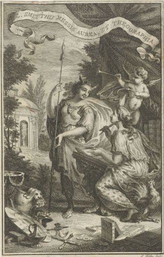 Personification of the Arts at her writing desk