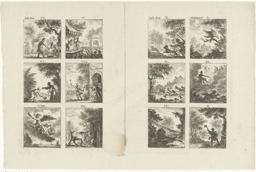 Twelve fable illustrations