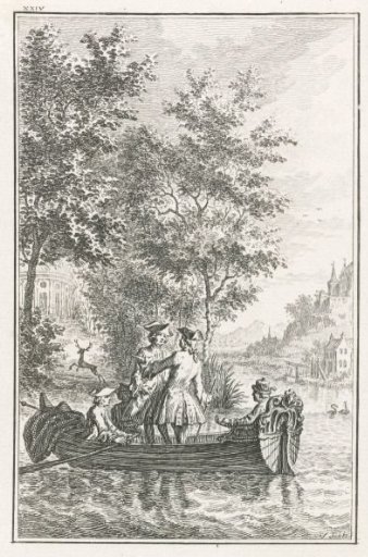 Five gentlemen on a rowing boat