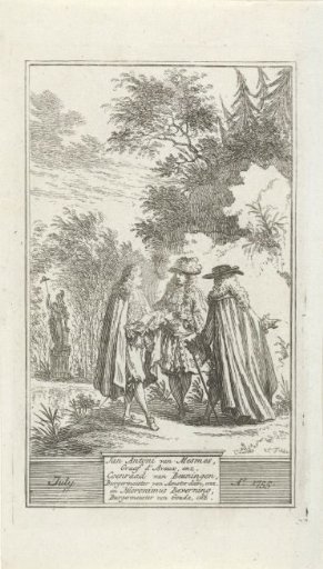 Three historical figures in conversation