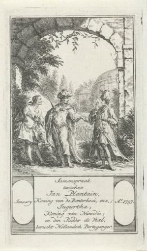 Three historical figures in conversation