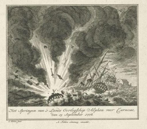 The explosion of the Dutch warship Alphen off Curaçao, 1778