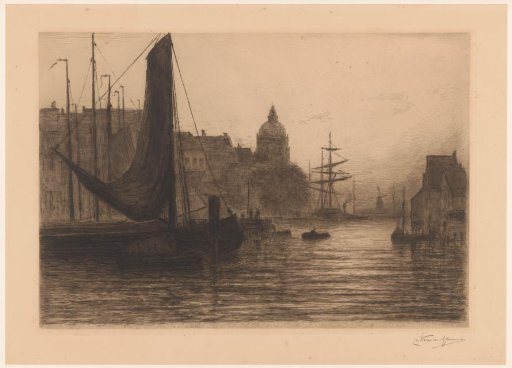 Harbour in Dordrecht at Evening