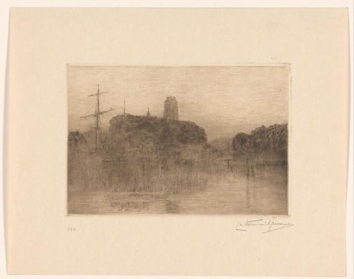 View of the New Harbour in Dordrecht at Evening