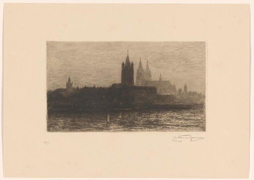 View of Cologne at evening