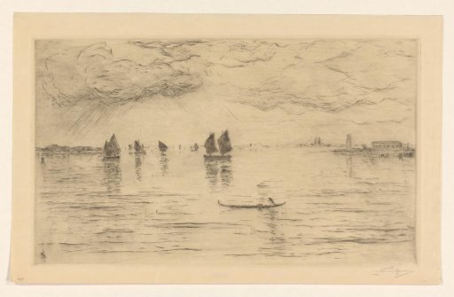 Gondola and sailing boats on the water