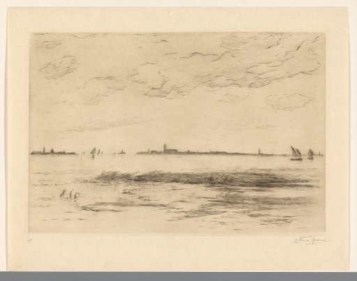 Sailing boats on the water, a city in the distance